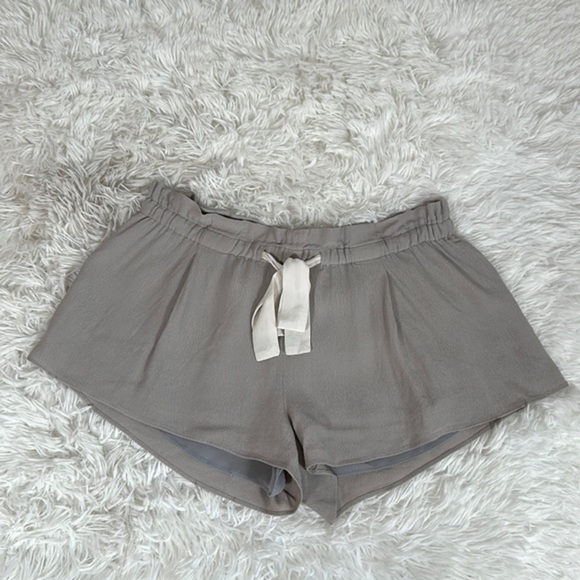 Wilfred Cool Grey Flowy Chiffon Mini Shorts with Front Tie - Picture 1 of 8